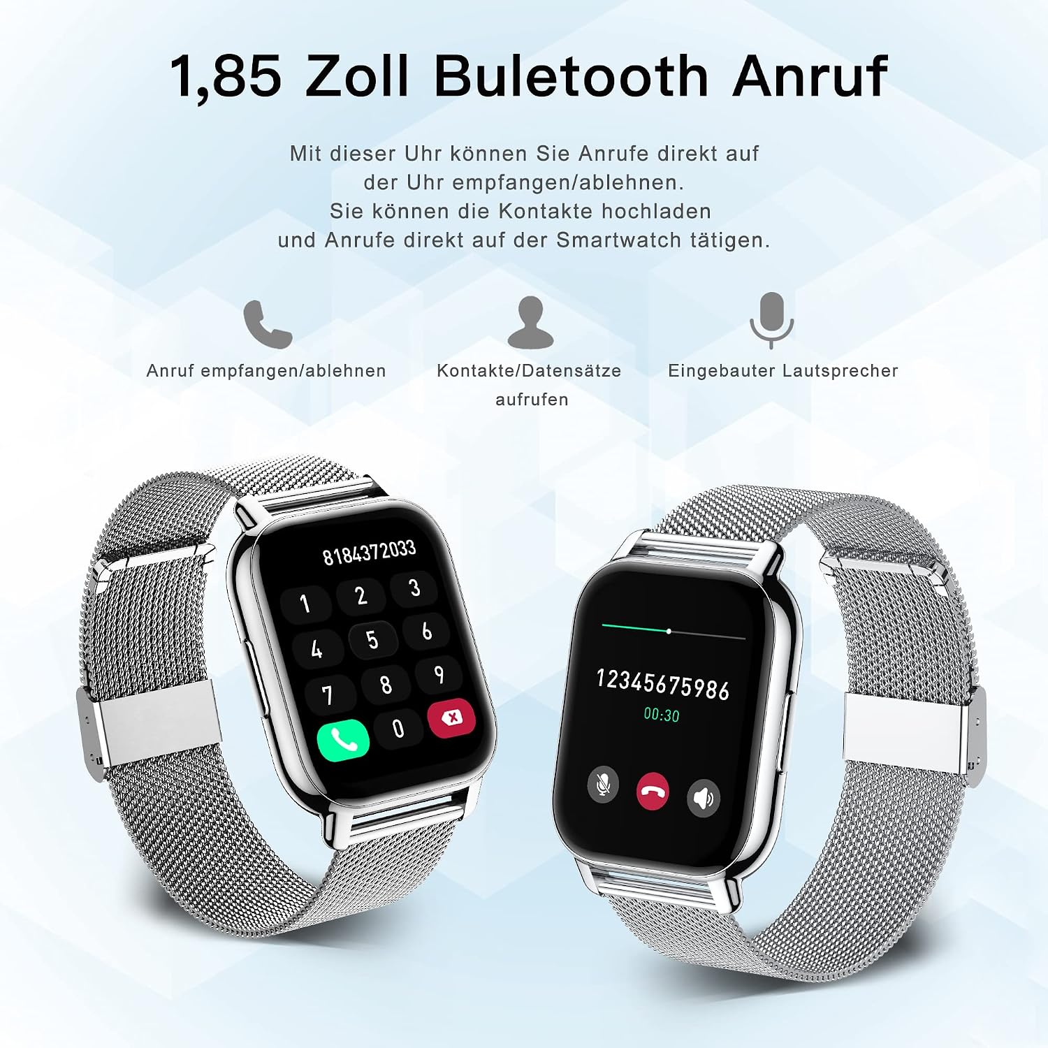 Popglory P66 Smartwatch Silber Grau - Image 6