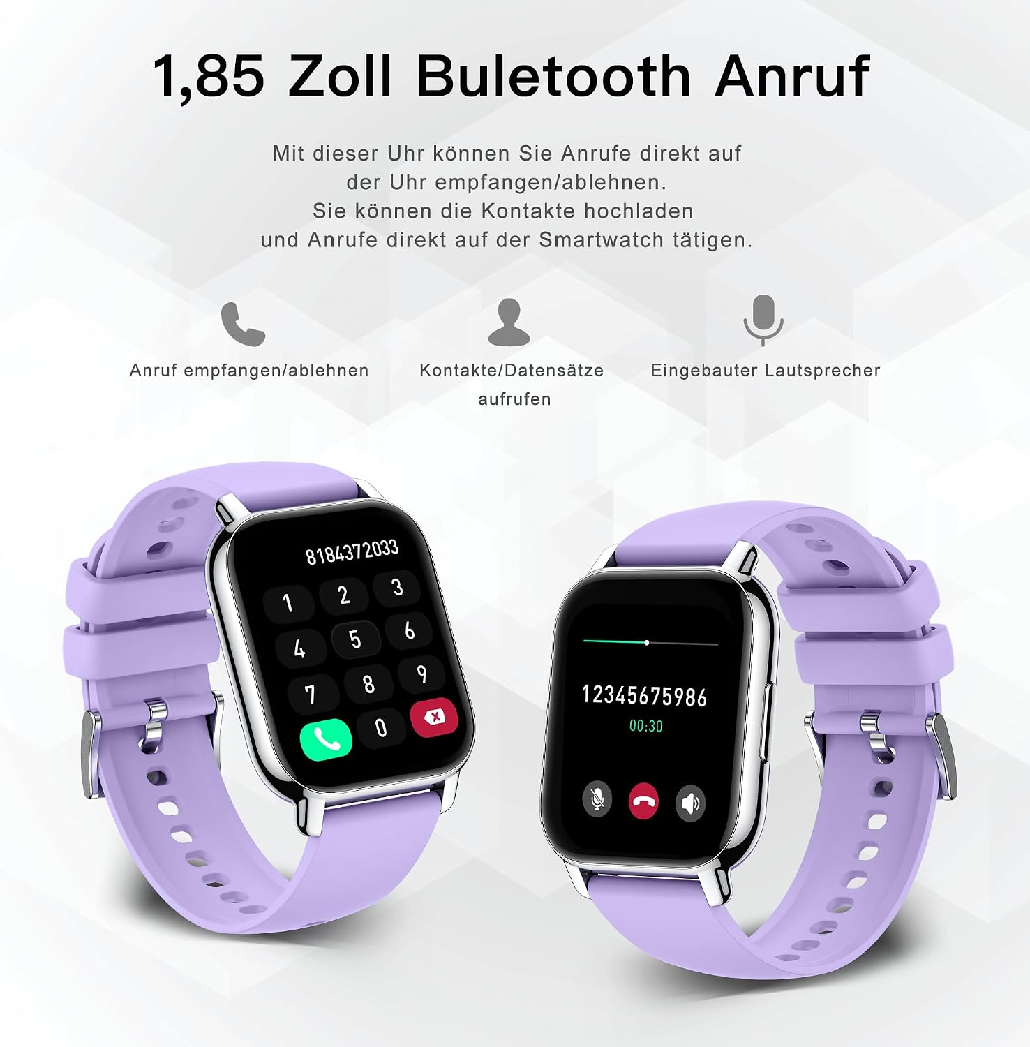 Popglory P66 Smartwatch Rosa Lila - Image 2