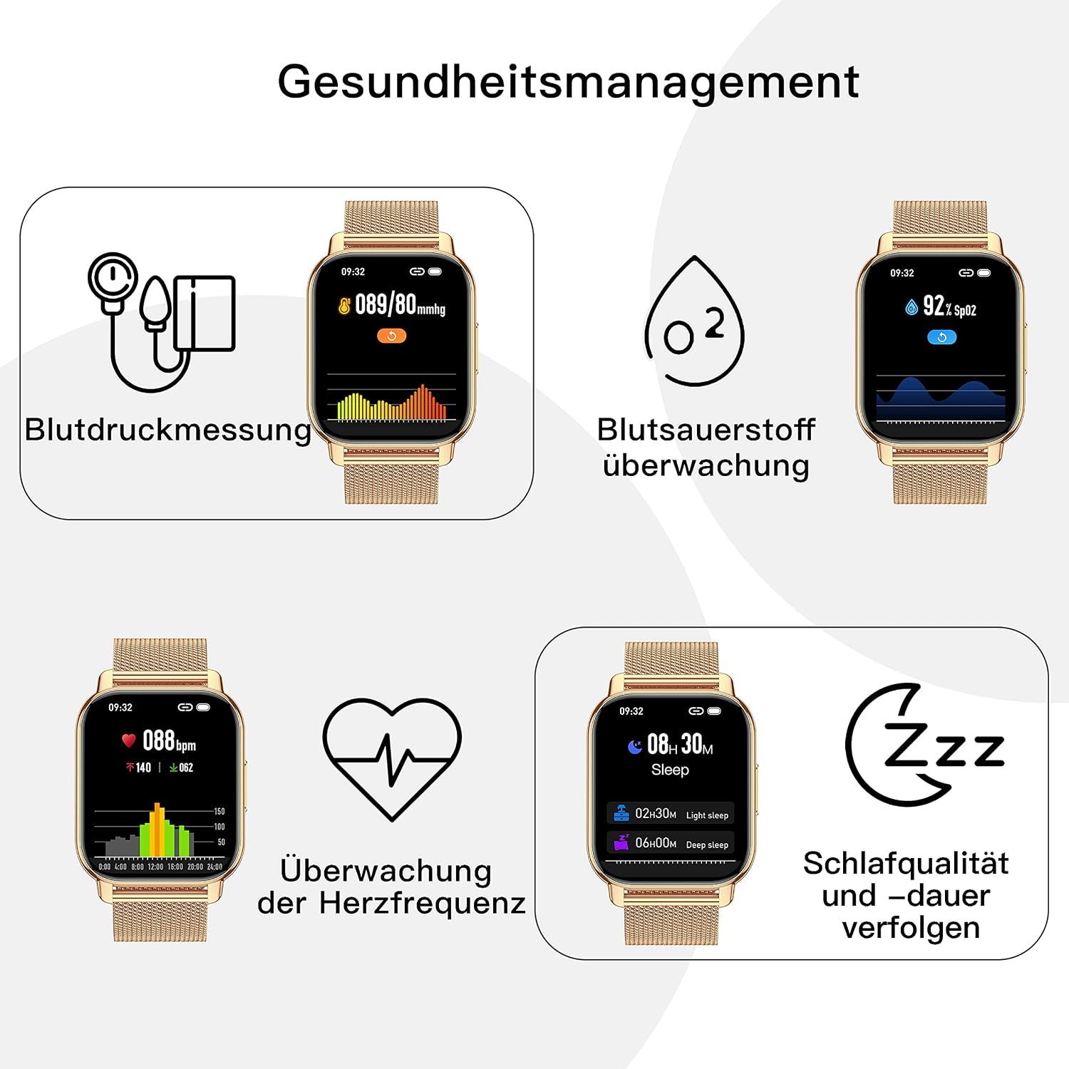 Popglory P66 Smartwatch Gold Rosa - Image 4