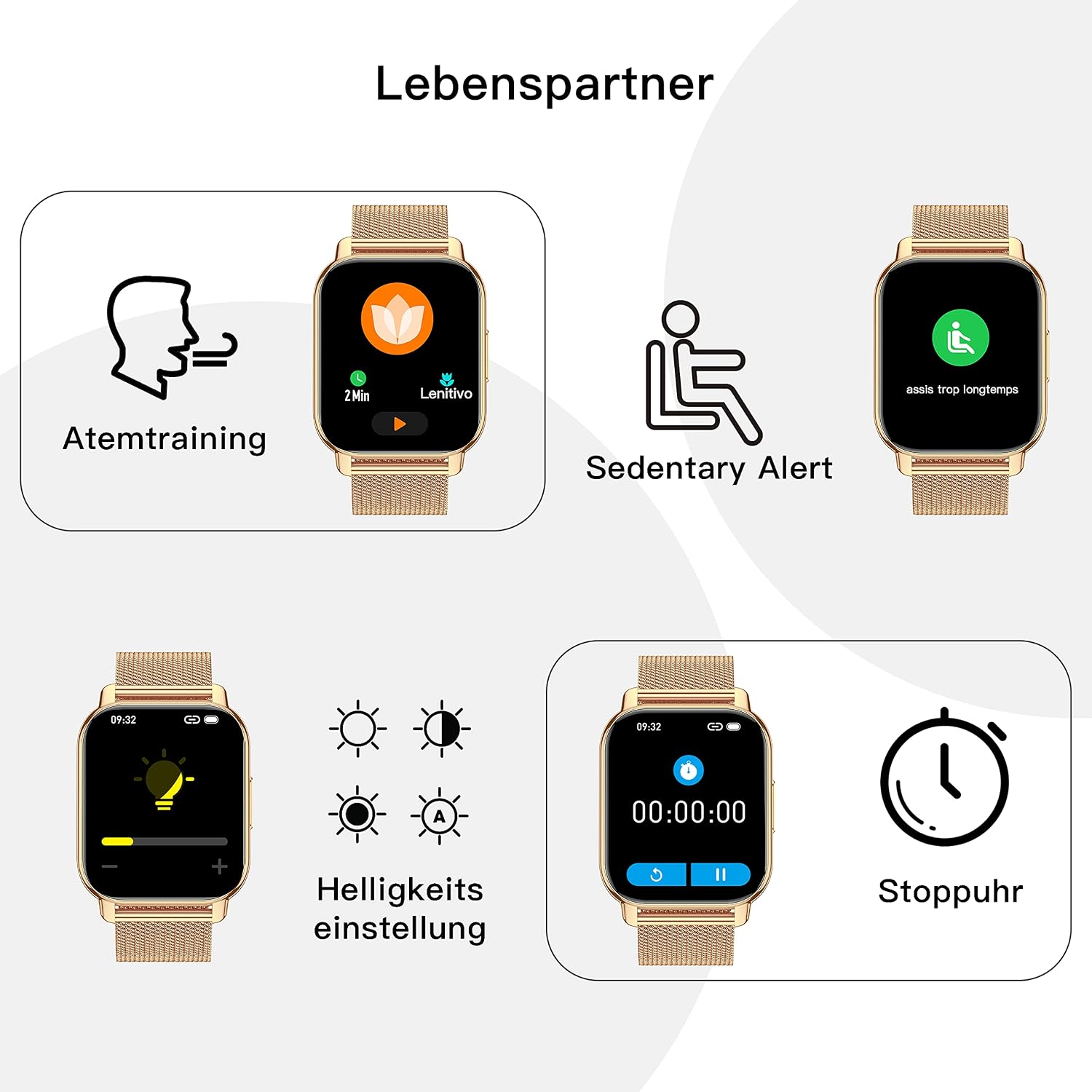 Popglory P66 Smartwatch Gold Rosa - Image 5